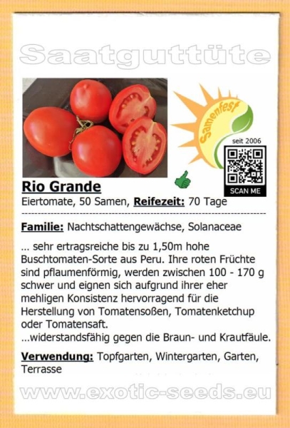 Tomate * Rio Grande * 50 Samen
